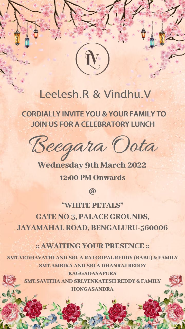 Beegara Oota Invitation Template for a Traditional Feast