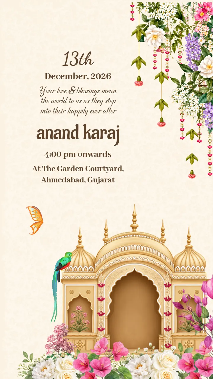 Wedding Invitation Video with Blooming Flower and Bird theme