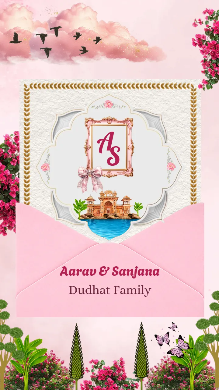 Save The Date Card Template With Royal Floral Design