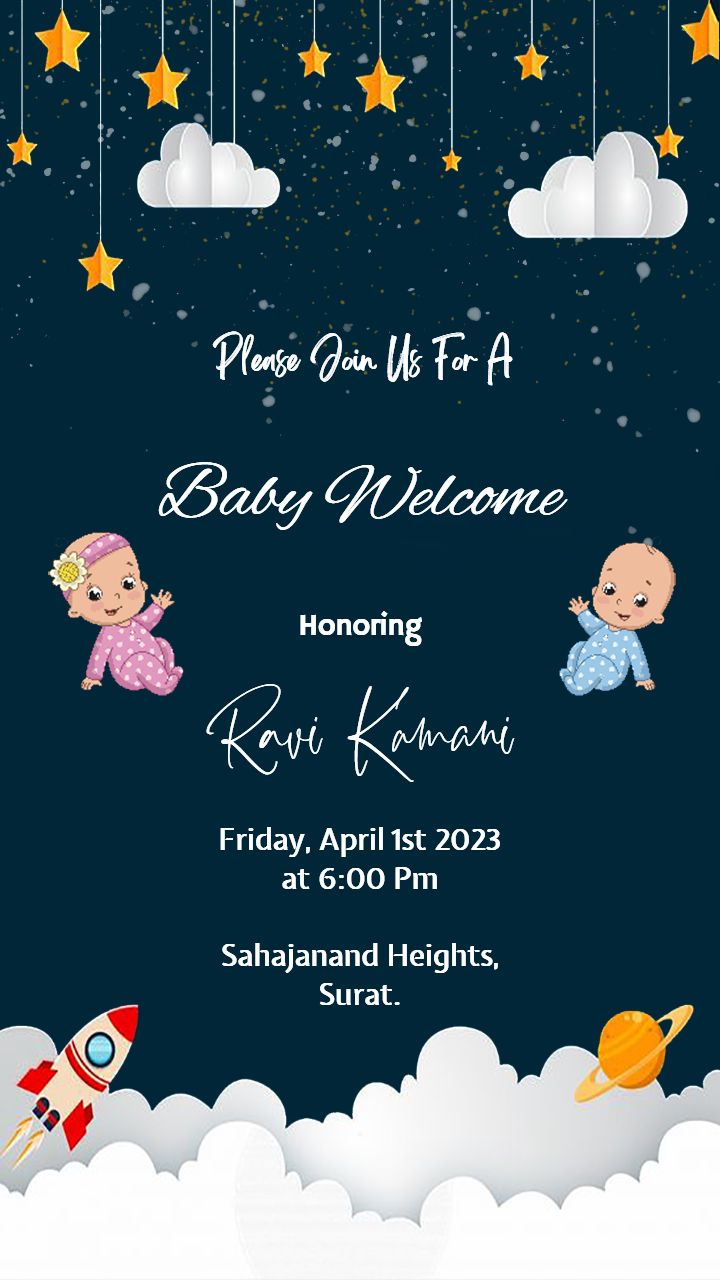 Welcome Baby Invitation Adorable Galaxy Celebration