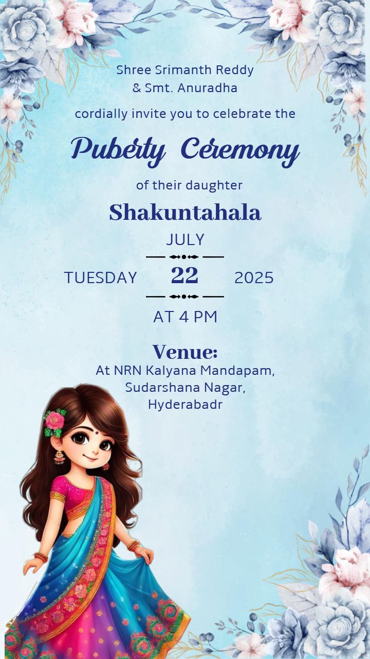 Puberty Function Invitation Online Elegant Designs