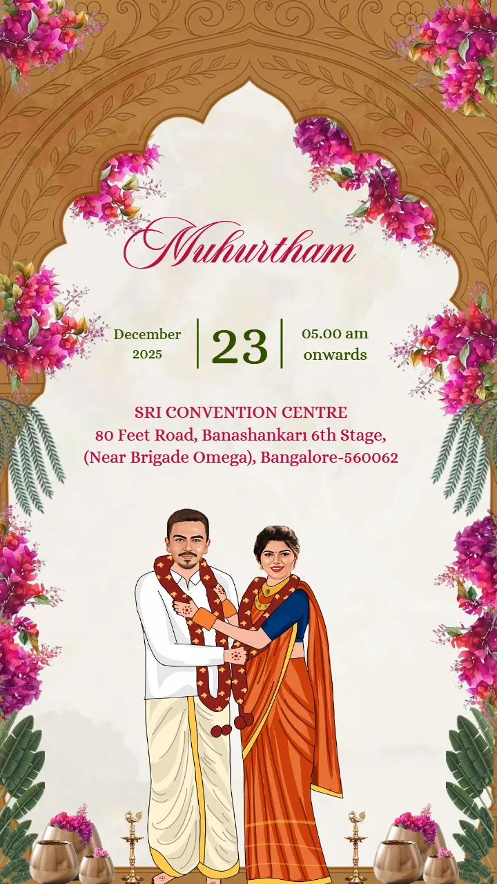 South Indian Traditional Wedding Invitation Card Online