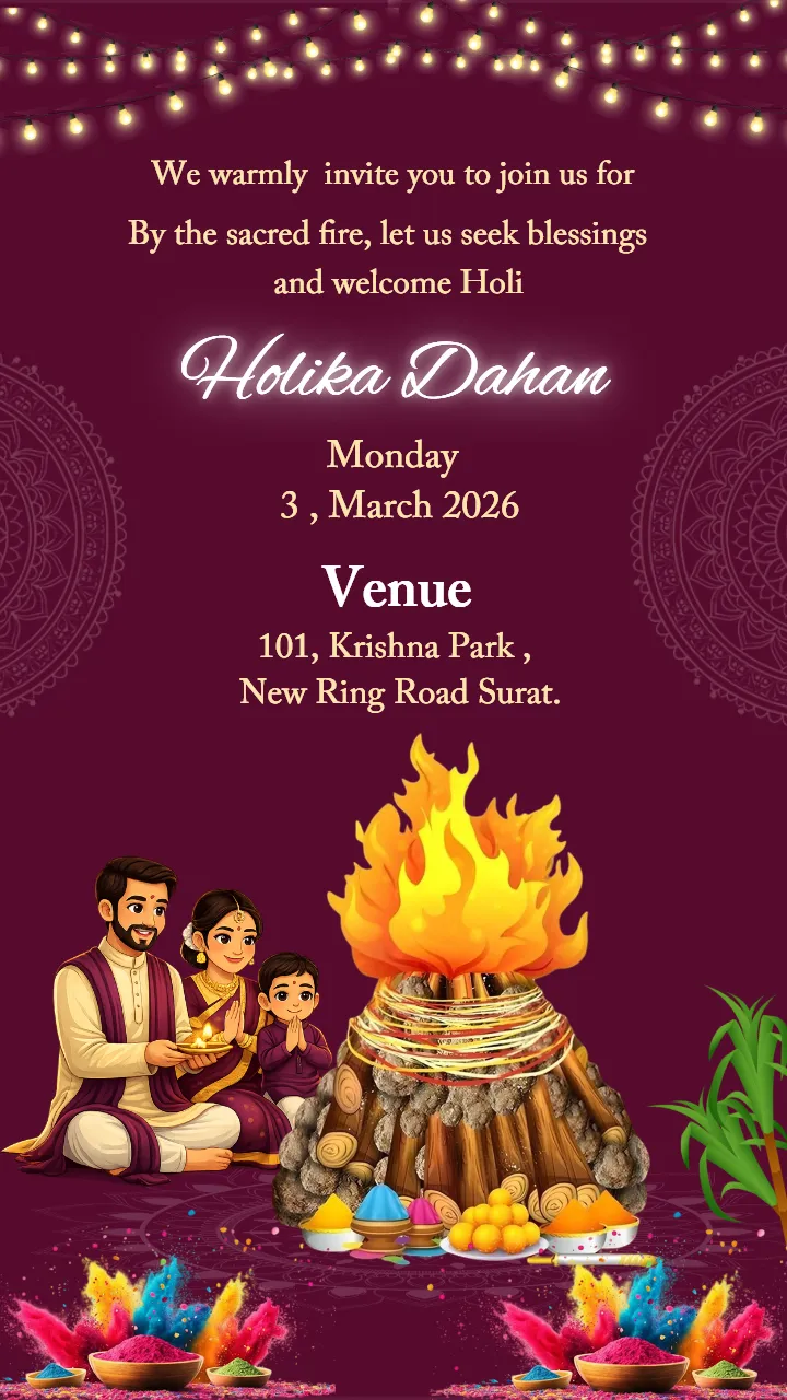 Unique Holika Dahan Invitation Designs for Celebration