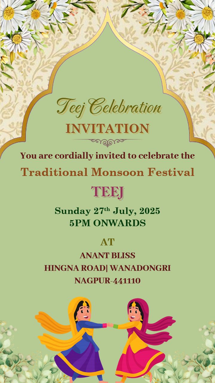 Teej Invitation Template For 27 July 2025 Celebrations