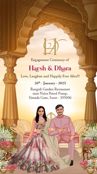 Cultural Roka Ceremony Card with Regal Golden Vibes