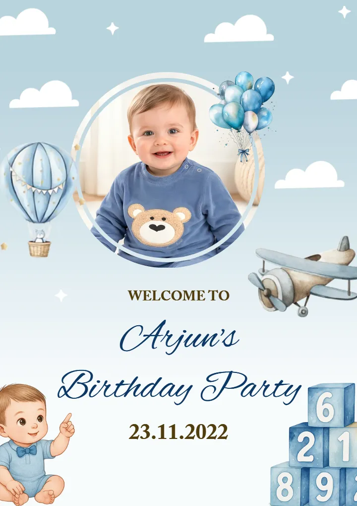 Custom Birthday Welcome Board Design for Kids Party