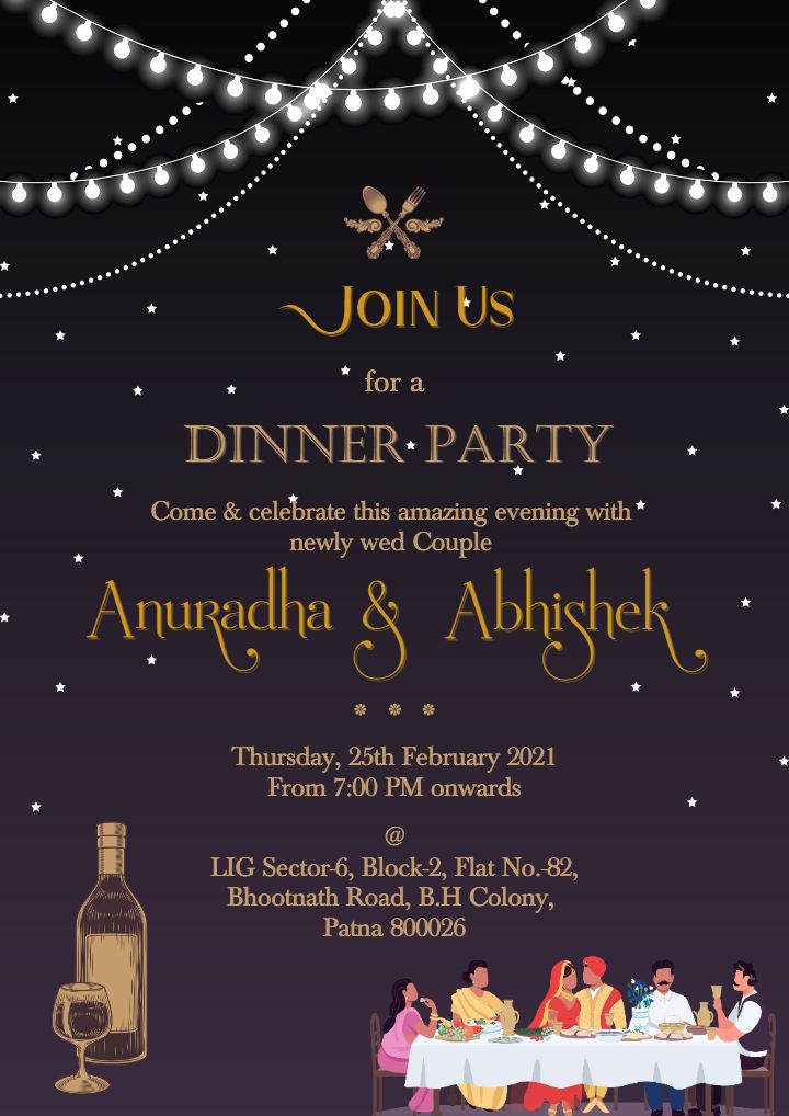 Dinner party invitations for cultural family home gathering