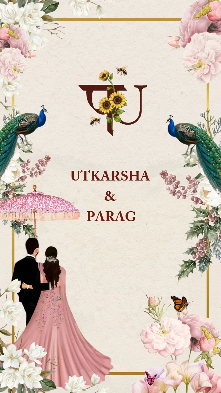 Wedding Invitation Video Floral Peacock Theme