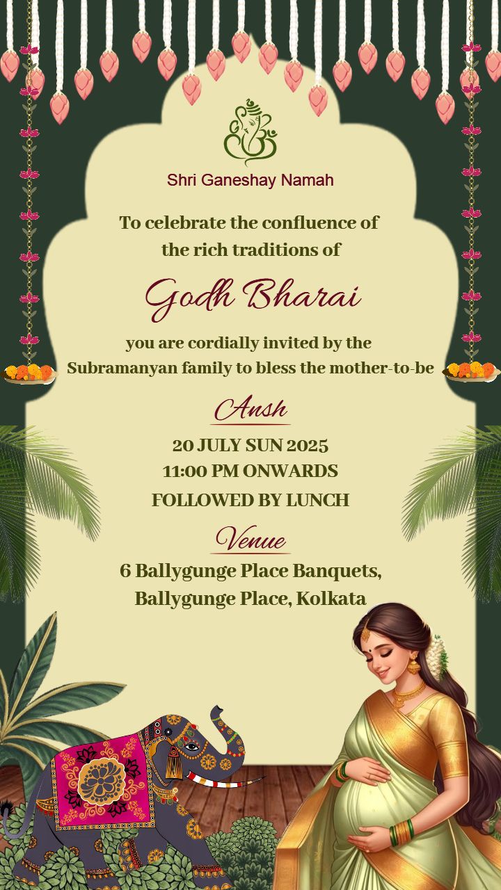 Godh Bharai Invitation Card Online Free With Indian Art