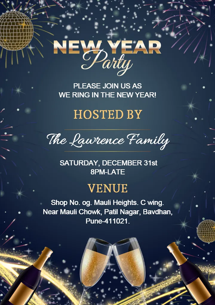 Creative New Year Party Invitation Template 2026 Celebration
