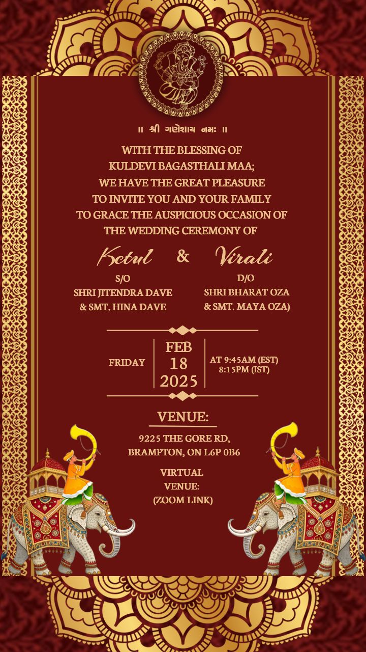 Royal Rajasthani Wedding Invitation Card Template