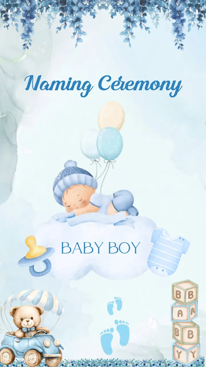 Naming Ceremony Invitation Video Template with Cartoon Art
