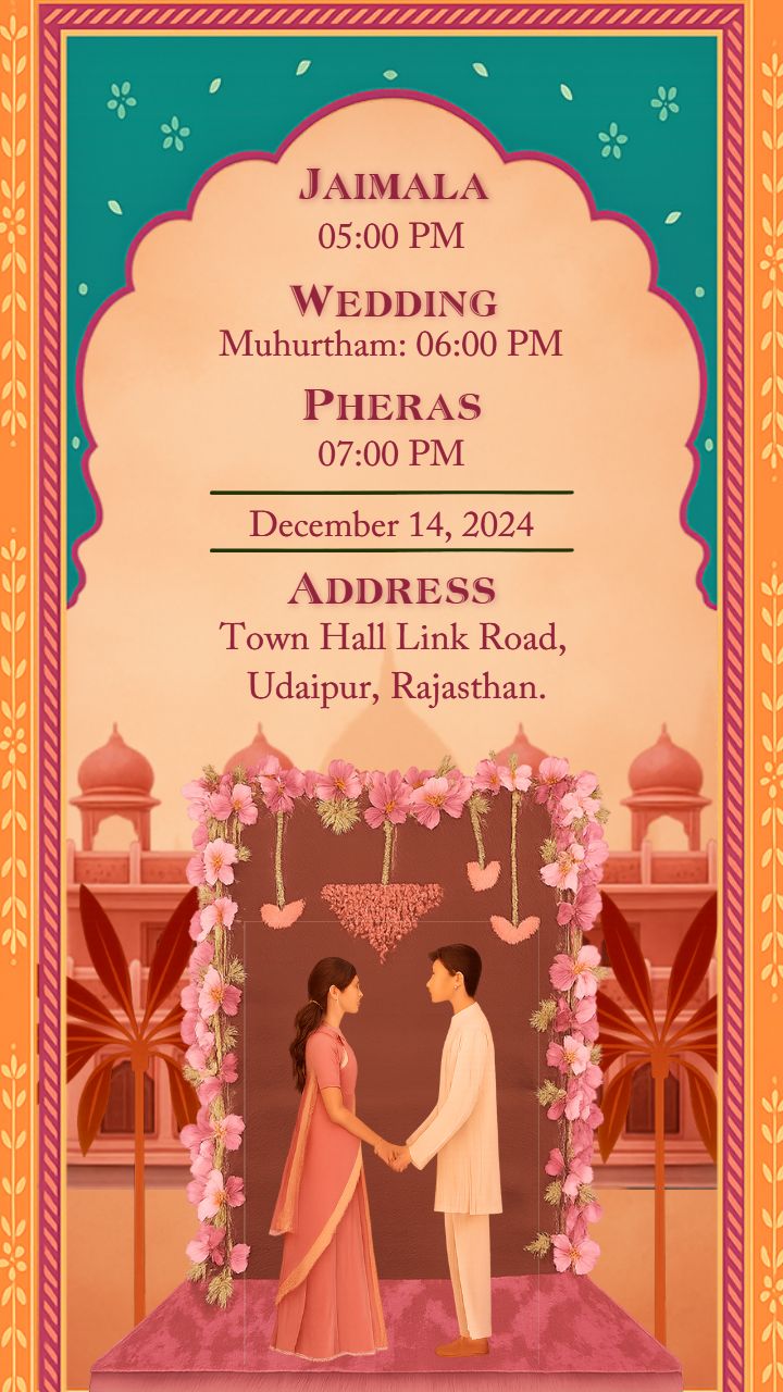 Rajasthani Style Wedding Invitation Design Card