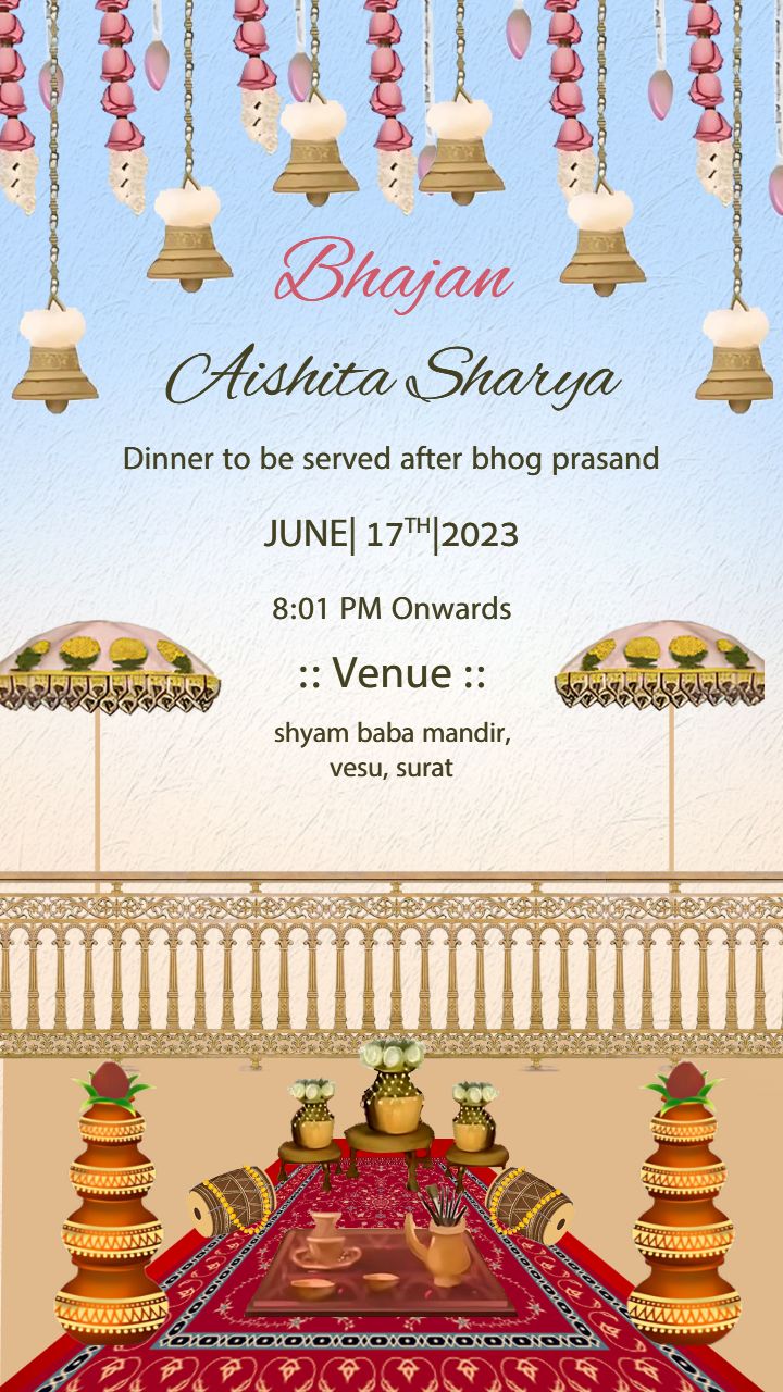 Bhajan Sandhya Invitation Template with Floral Theme
