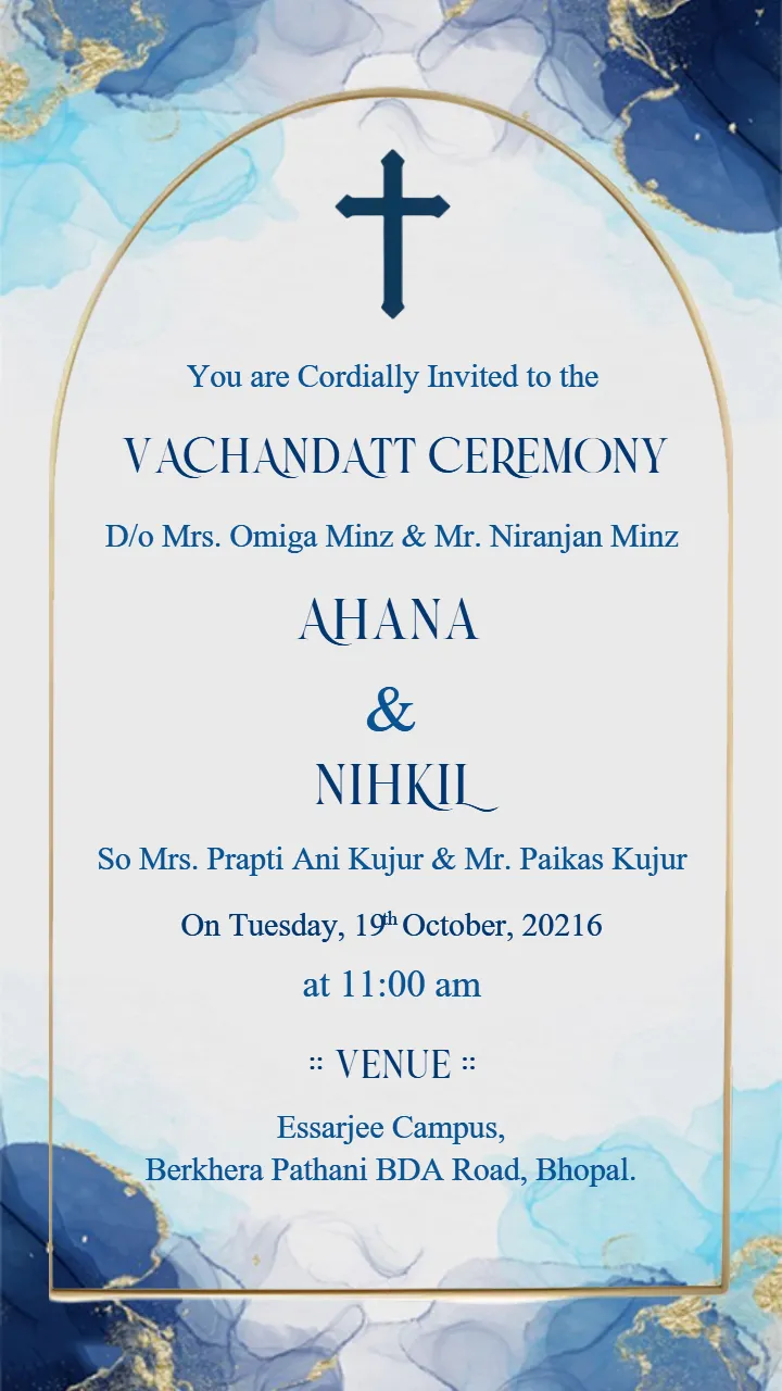 Luxury Vachandatt Ceremony Invitation with Blue Theme