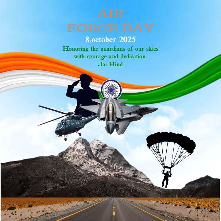 Indian Air Force Day Poster for Digital Greeting Cards