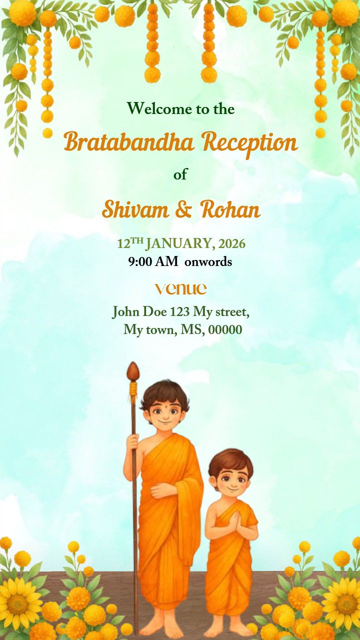Bratabandha Reception Invitation in English cultural art