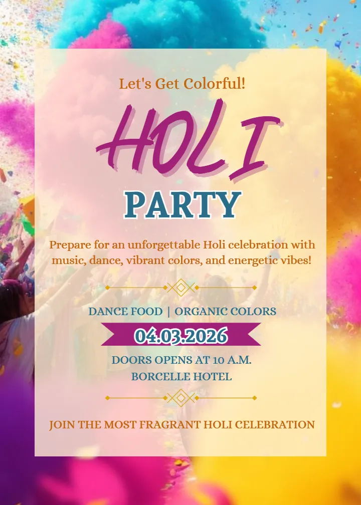 Free Download Holi Party Invitation English Templates Online