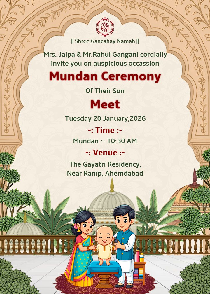 Colorful Mundan Invitation Card for Babys Special Day