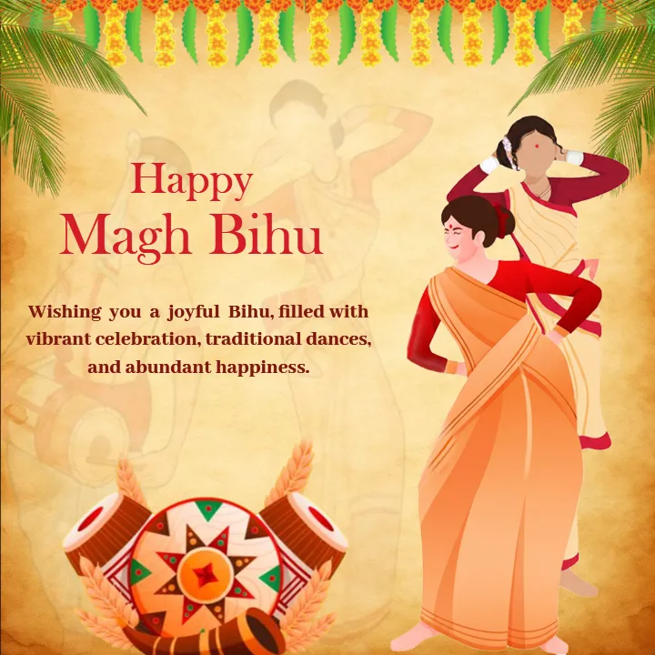 Full HD Magh Bihu Wishes Image with Traditional Designs