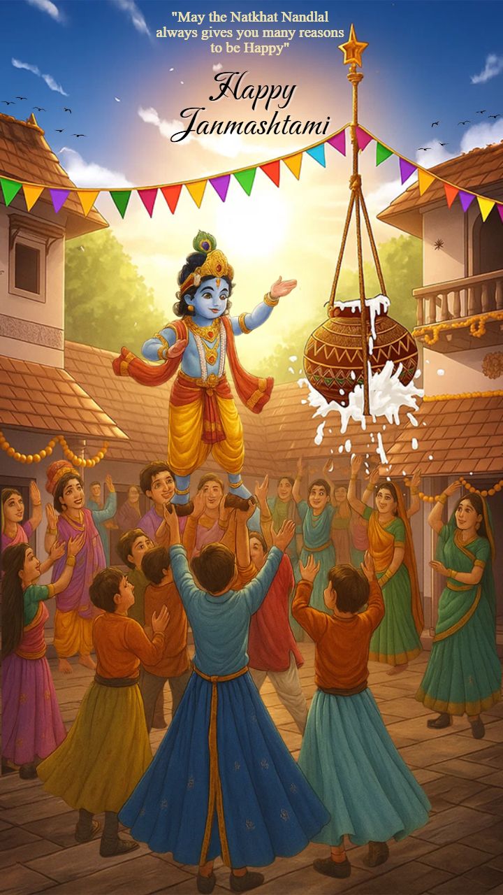 Krishna Janmashtami Poster in English for Social Posts