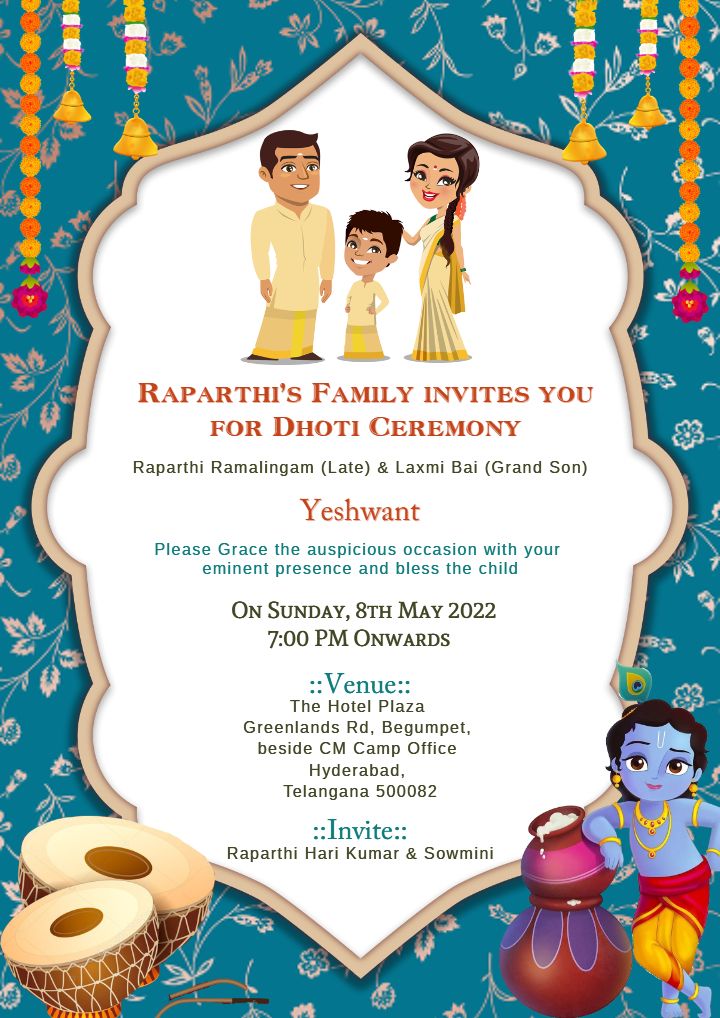 Indian Dhoti Ceremony Wishes and Invitation Design