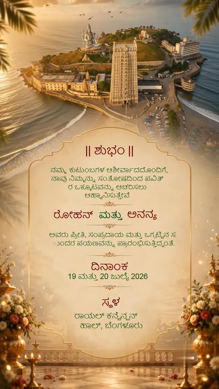 3D Kannada Wedding Invitation Video for Temple Wedding Theme