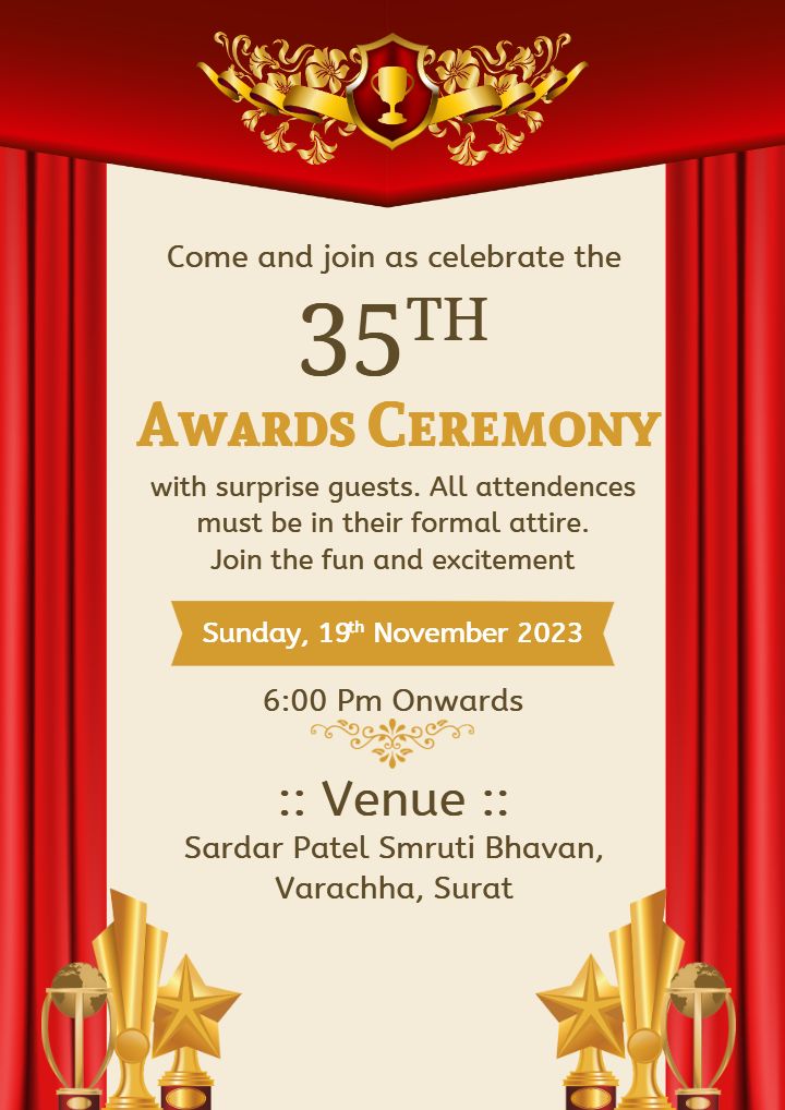 Luxurious Award Ceremony Invitation with Red Curtain