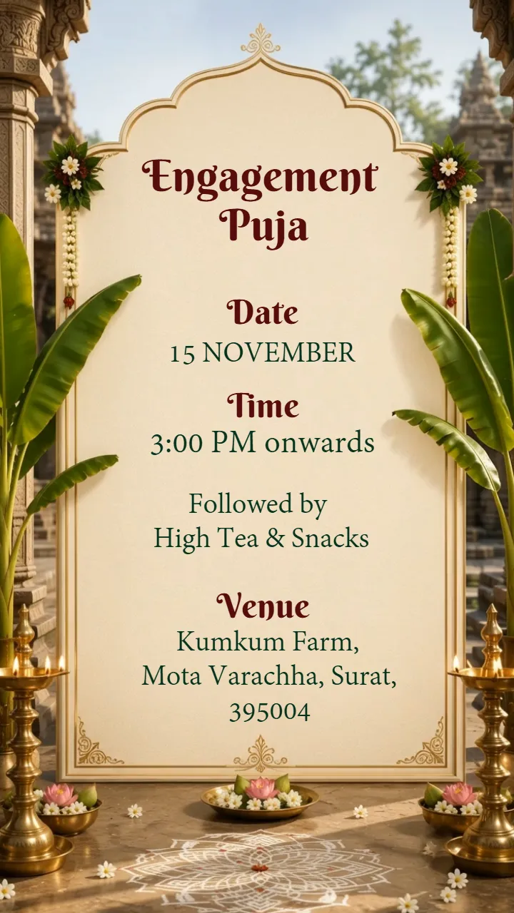 3D Wedding Invitation Video with Traditional Temple Theme