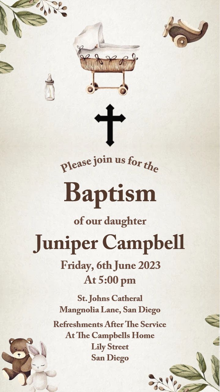 Baptism Invitation Card Maker Free With Church Theme
