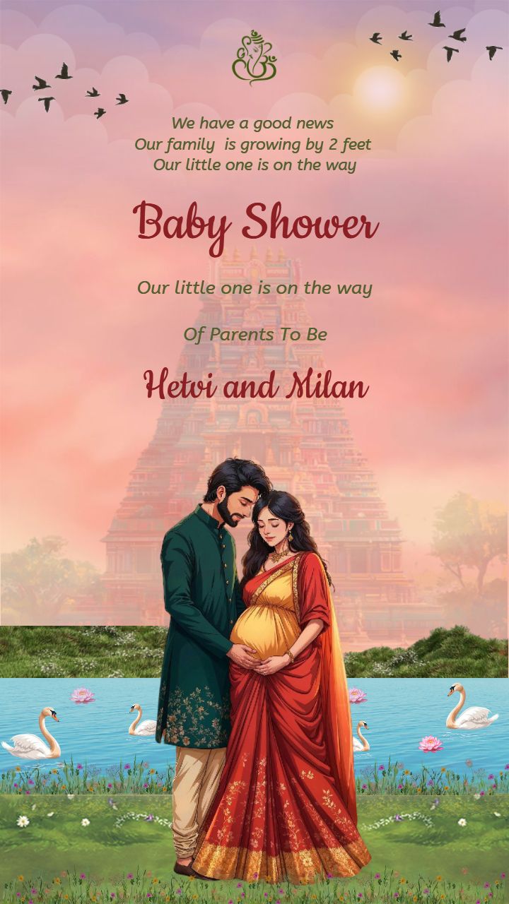 Elegant Invitation Card for Baby Shower with Cultural Theme