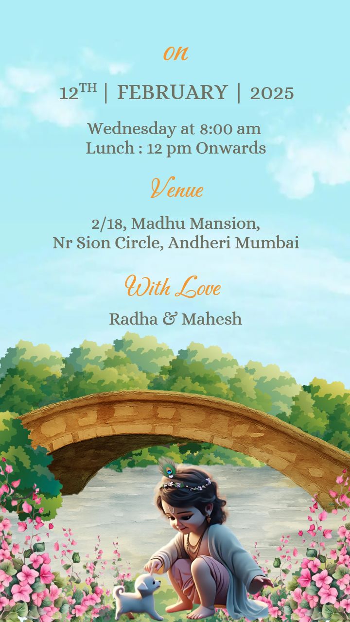 Baby Shower Invitation Video Template with Krishna Theme