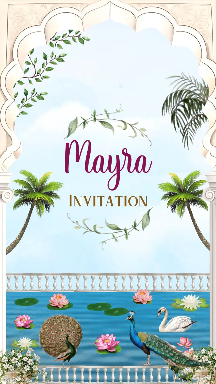 Graceful Palm Trees Mayra Invitation Card Design