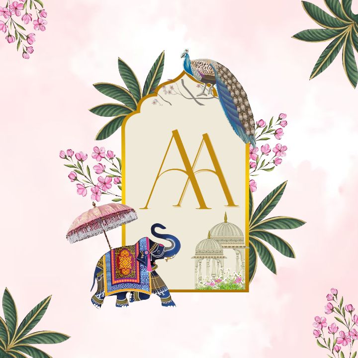 Indian Wedding Monogram Logo with Elephant And Peacock Theme