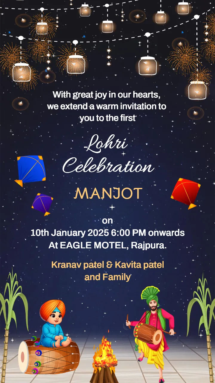 Happy 1st Lohri Invitation Card Celebrate Your First Lohri