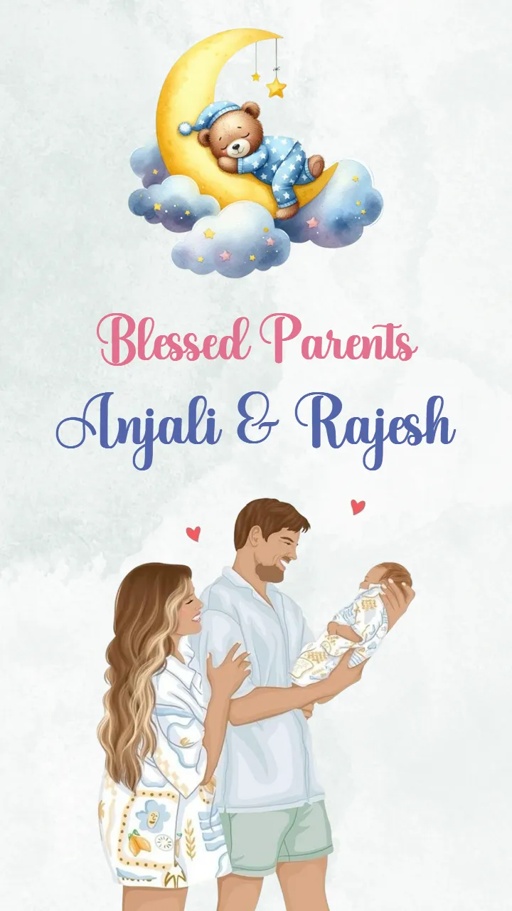 Baby Boy Birth Announcement Video Template with Animation