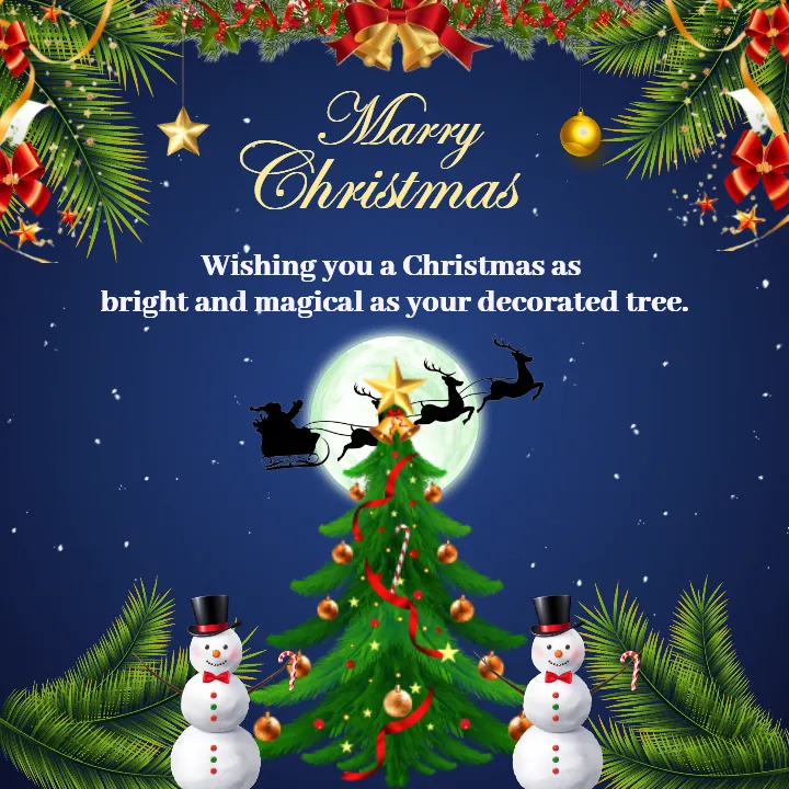 Christmas Message Wishes with Tree and Winter Magic