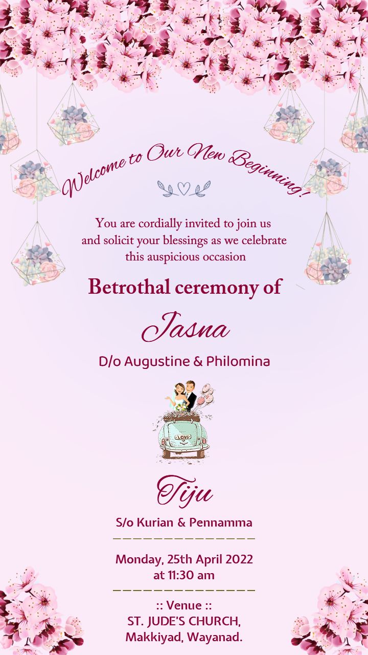 Spring Blossom Inspired Betrothal Ceremony Invitation