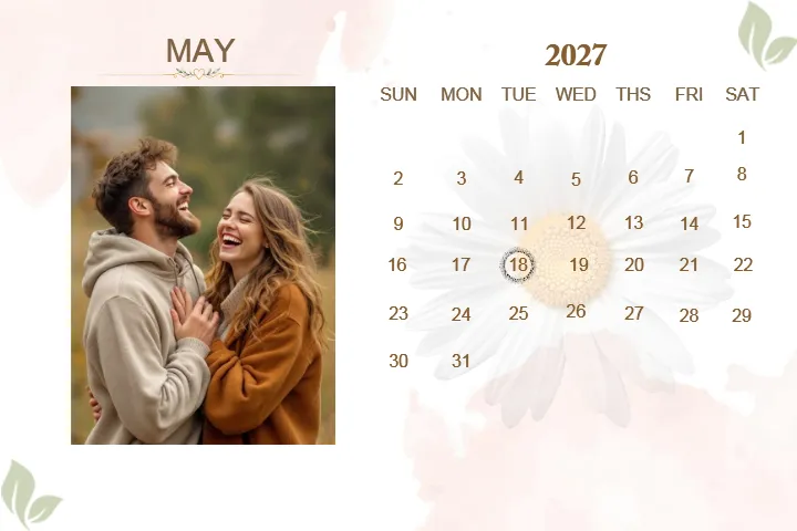 Wedding Calendar Template with Elegant Floral Design