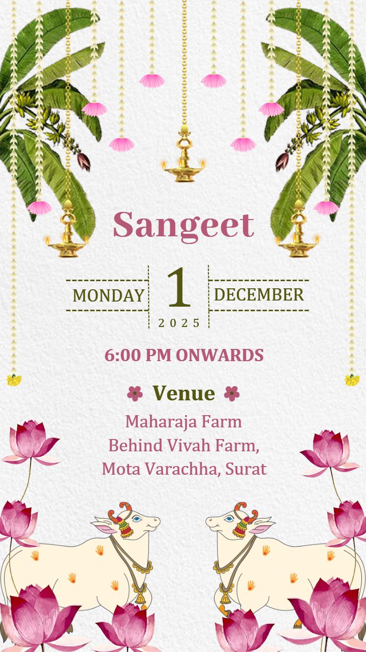 Wedding Invitation Card with Colorful Background