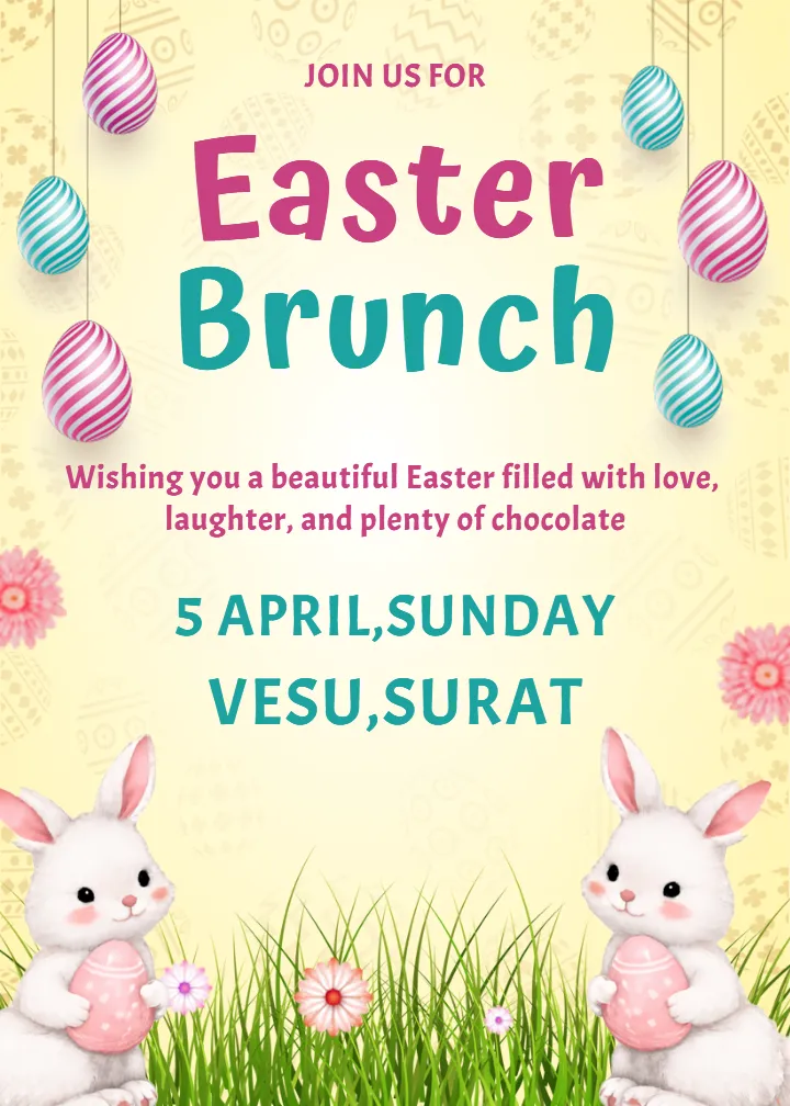 Elegant Easter Brunch Invitation Card in English Designs