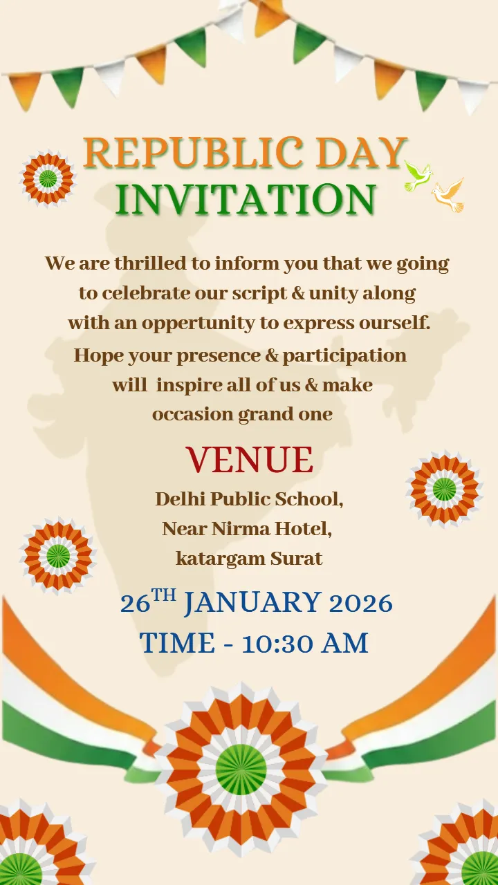Republic Day Invitation English for School Celebration 2026