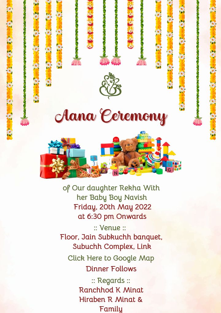 Aana Ceremony Invitation Templates Floral Design