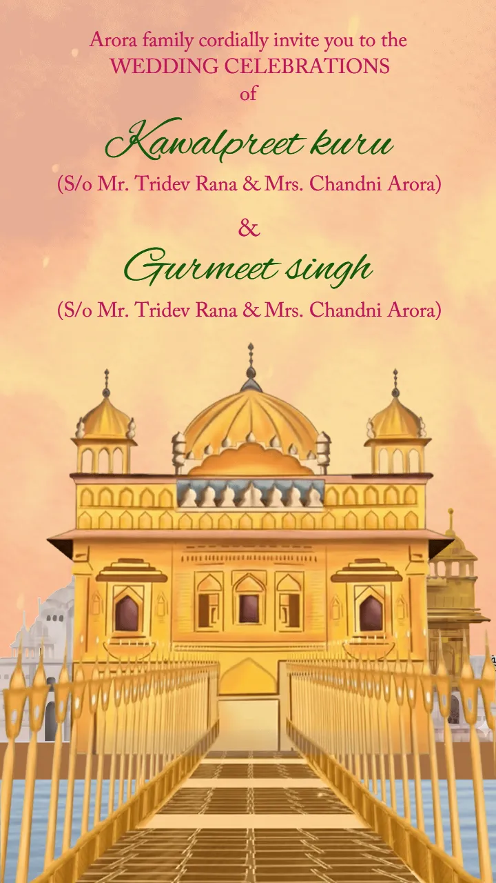 punjabi wedding invitation Video with royal golden design
