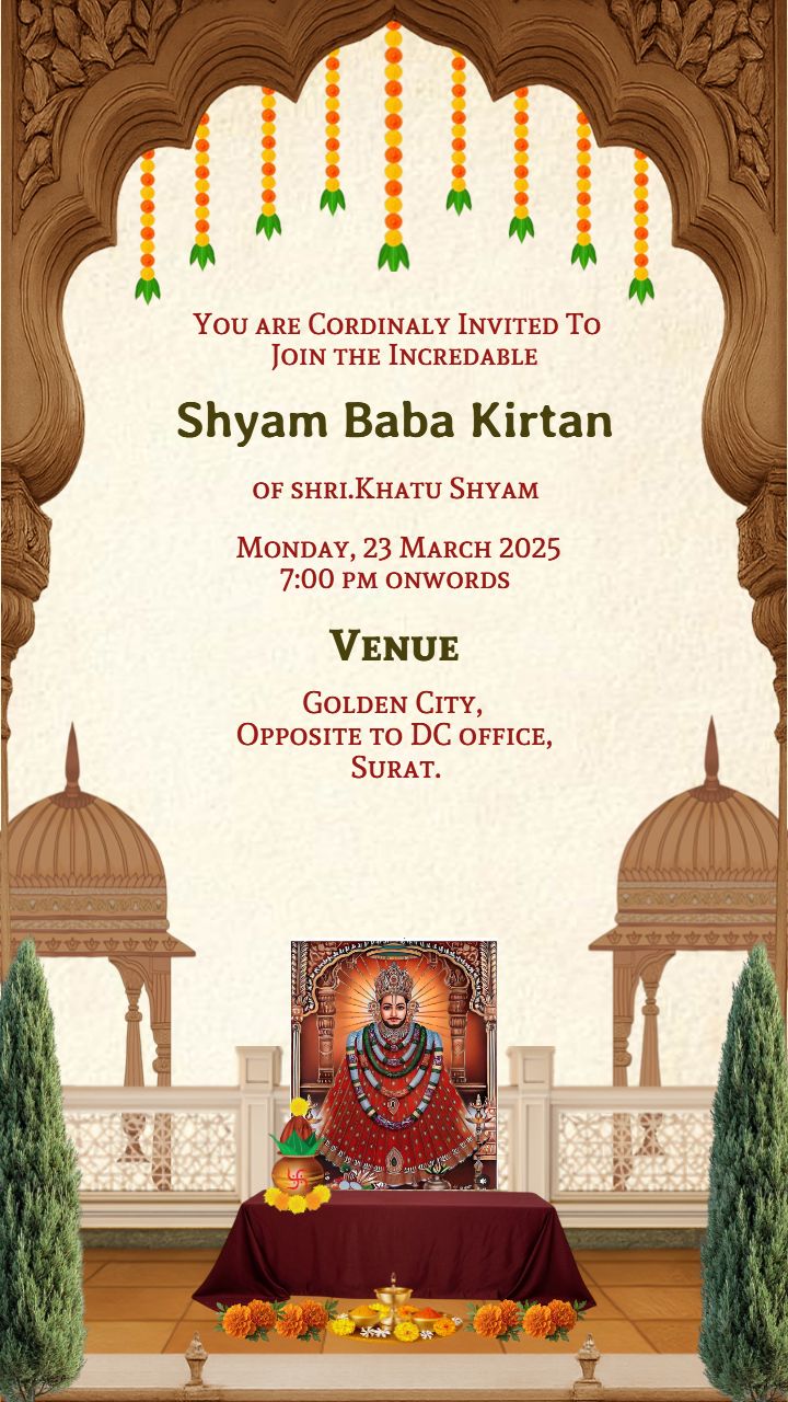 Shyam Baba Kirtan Card With Traditional Design
