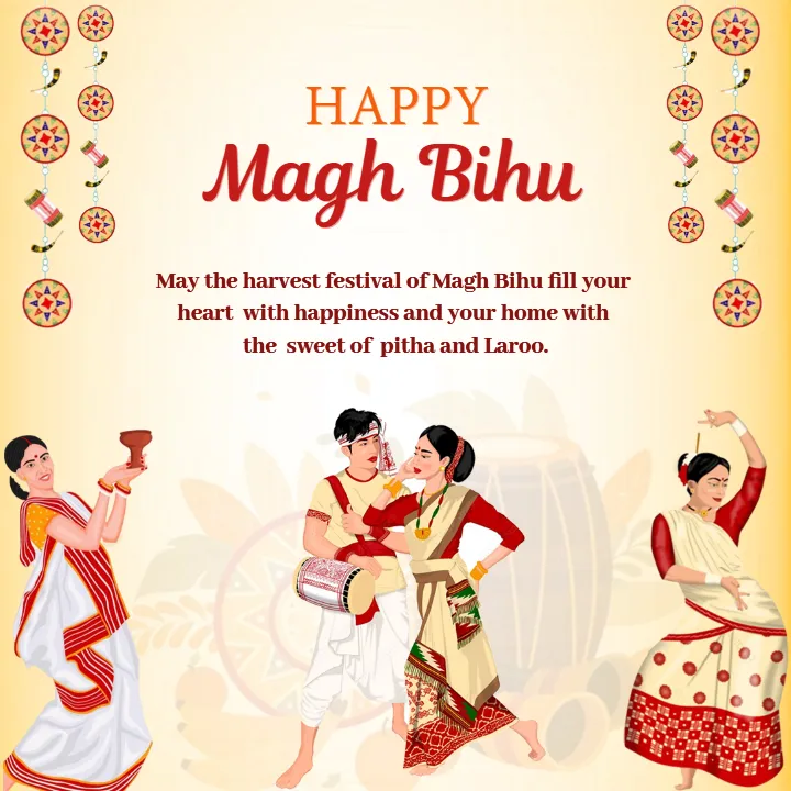 Magh Bihu Wishes Image English for Social Greetings 2026