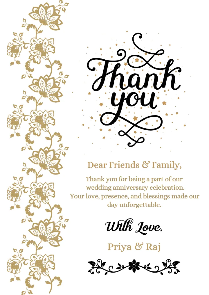 Thank You for Wedding Anniversary Wishes with Simple Words