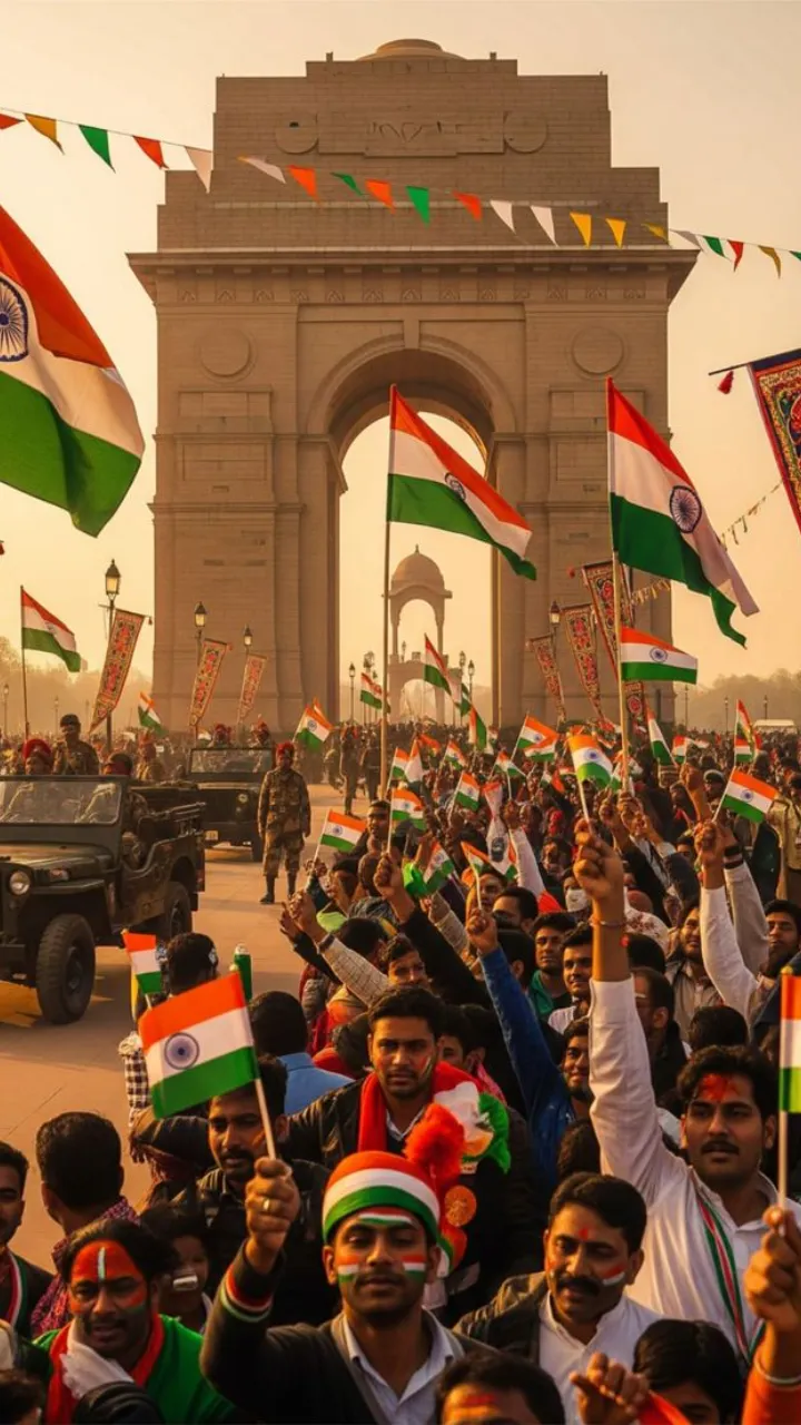 Republic Day Video for Status with Flag Rally Aesthetic