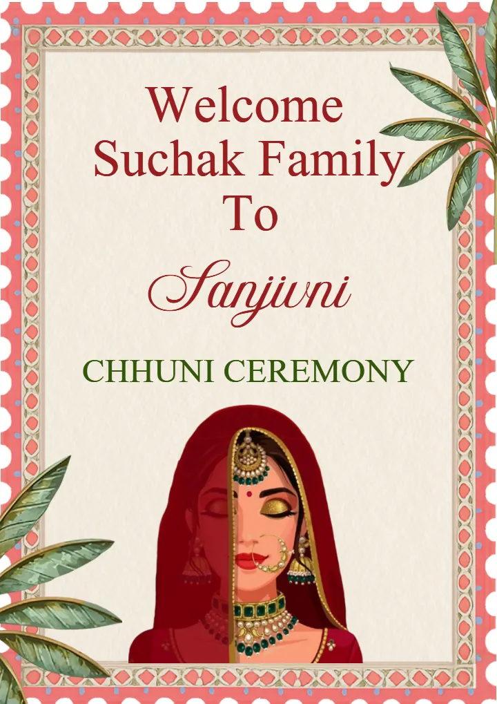 Fresh Garden Style Chunni Ceremony Welcome Board Idea