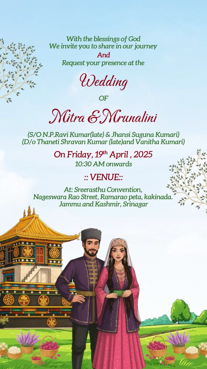 Beautiful Kashmiri Wedding Invitation Card for Couples